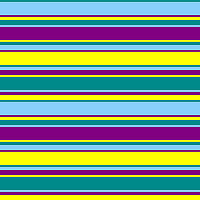 [ Thumbnail: Dark Cyan, Light Sky Blue, Purple, and Yellow Colored Lined Pattern Acrylic Print ]