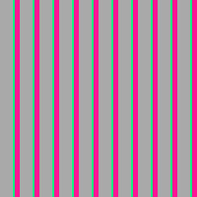 [ Thumbnail: Dark Gray, Green, and Deep Pink Colored Lines/Stripes Pattern Framed Print ]