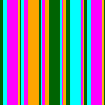 [ Thumbnail: Dark Green, Cyan, Fuchsia, and Orange Colored Lined/Striped Pattern Fleece Blanket ]