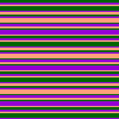 [ Thumbnail: Dark Green, Dark Violet, and Light Salmon Colored Stripes/Lines Pattern Shower Curtain ]