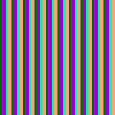 [ Thumbnail: Dark Green, Dark Violet, Green, and Light Salmon Colored Lines/Stripes Pattern Metal Print ]