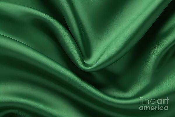 Wall Art - Painting - Dark green fabric cloth texture for background and design art work, beautiful crumpled pattern of silk or linen. by N Akkash