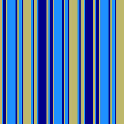 [ Thumbnail: Dark Khaki, Blue, and Dark Blue Colored Lines/Stripes Pattern Acrylic Print ]