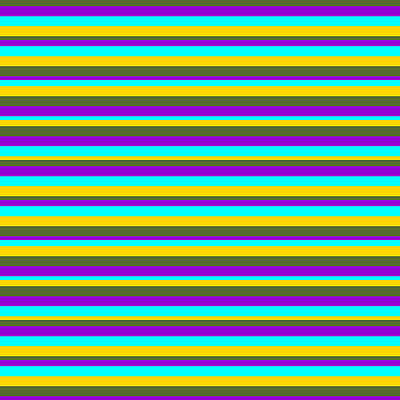 [ Thumbnail: Dark Olive Green, Dark Violet, Cyan, and Yellow Colored Striped/Lined Pattern Art Print ]