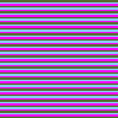[ Thumbnail: Dark Olive Green, Light Sky Blue, and Fuchsia Colored Striped/Lined Pattern Metal Print ]