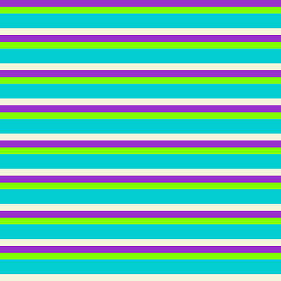 [ Thumbnail: Dark Orchid, Chartreuse, Dark Turquoise, and Beige Colored Stripes Pattern Fleece Blanket ]