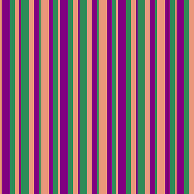 [ Thumbnail: Dark Salmon, Purple, and Sea Green Colored Striped/Lined Pattern Acrylic Print ]