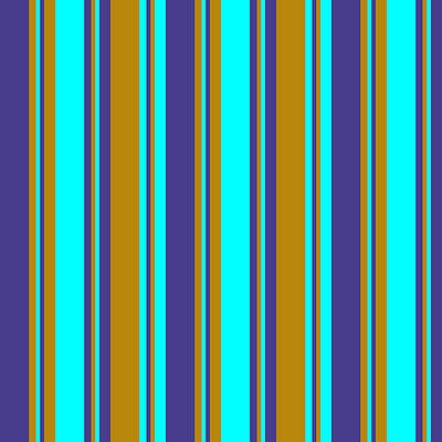 [ Thumbnail: Dark Slate Blue, Dark Goldenrod, and Aqua Colored Lines/Stripes Pattern Acrylic Print ]