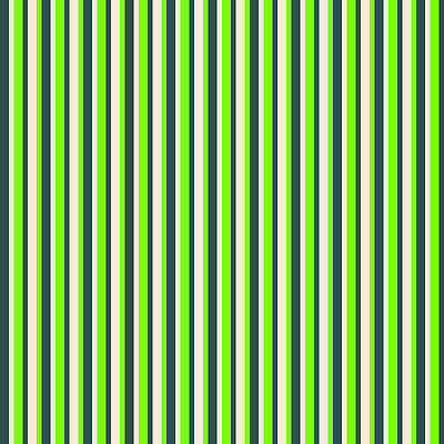 [ Thumbnail: Dark Slate Gray, Beige, and Green Colored Lined/Striped Pattern Art Print ]