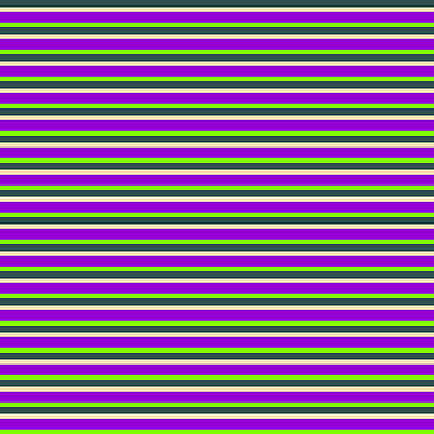 [ Thumbnail: Dark Slate Gray, Beige, Dark Violet, and Chartreuse Colored Lined Pattern Art Print ]