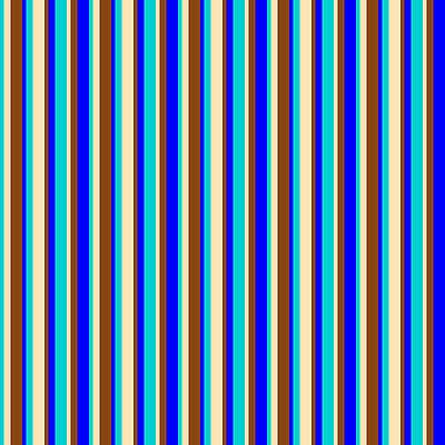 [ Thumbnail: Dark Turquoise, Beige, Brown, and Blue Colored Striped/Lined Pattern Duvet Cover ]