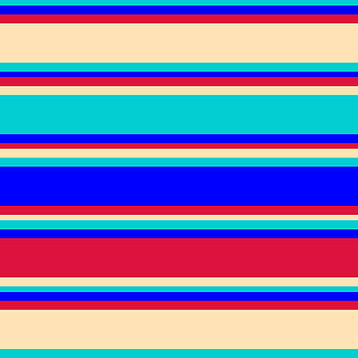 [ Thumbnail: Dark Turquoise, Blue, Crimson, and Beige Colored Lines Pattern Wood Print ]