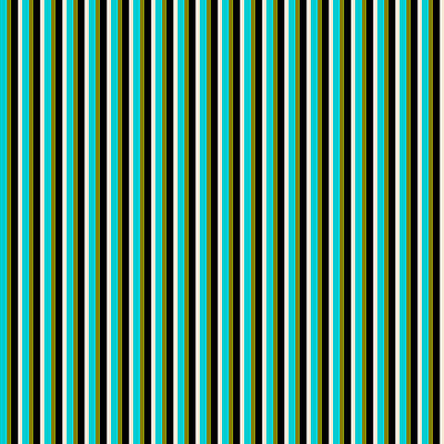 [ Thumbnail: Dark Turquoise, Green, Black, and Beige Colored Striped Pattern Art Print ]