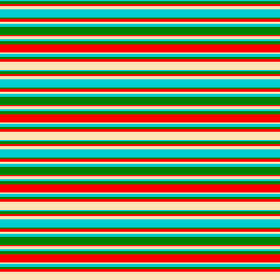 [ Thumbnail: Dark Turquoise, Green, Red, and Beige Colored Stripes/Lines Pattern Framed Print ]