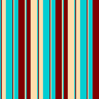 [ Thumbnail: Dark Turquoise, Maroon, and Tan Colored Lined Pattern Acrylic Print ]