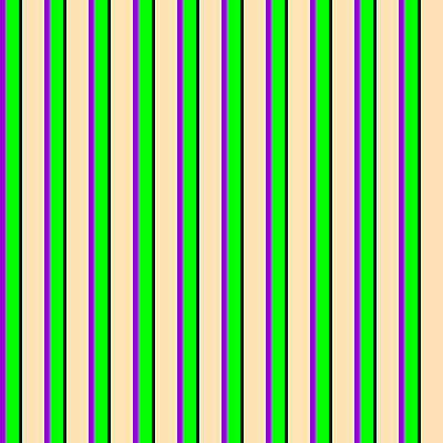 [ Thumbnail: Dark Violet, Lime, Black, and Beige Colored Stripes Pattern Acrylic Print ]