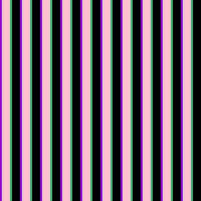 [ Thumbnail: Dark Violet, Pink, Sea Green, and Black Colored Lined/Striped Pattern Acrylic Print ]