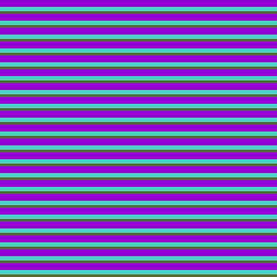 [ Thumbnail: Dark Violet, Turquoise, and Dark Olive Green Colored Lines/Stripes Pattern Poster ]