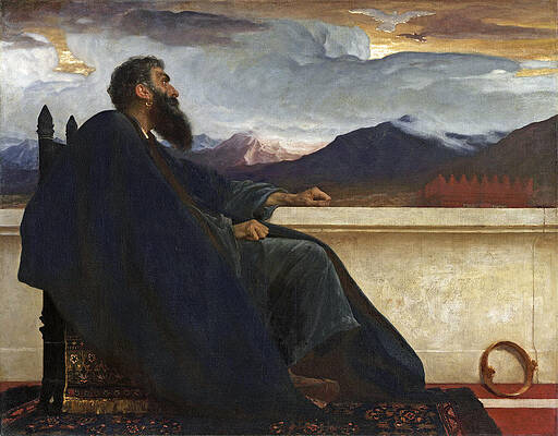 David. Oh, that I had wings like a Dove. For then would I fly away, and be at rest. Psalm 55.6 Print by Frederic Leighton