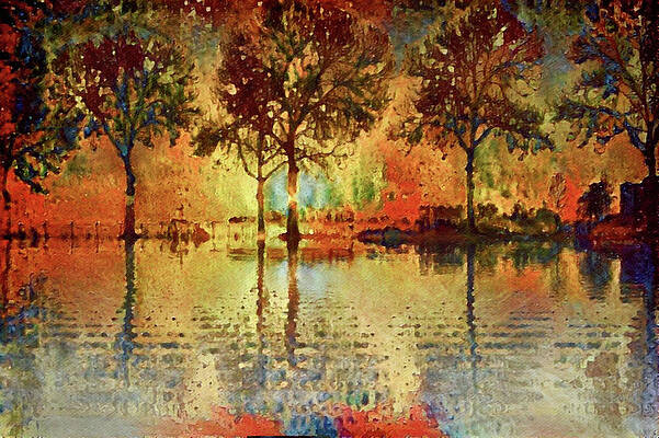 Wall Art - Digital Art - Day's End at the Lake by Susan Maxwell Schmidt