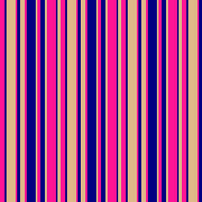[ Thumbnail: Deep Pink, Blue, and Beige Colored Stripes Pattern Shower Curtain ]
