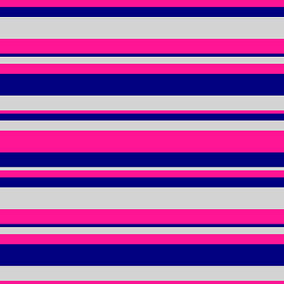 [ Thumbnail: Deep Pink, Blue, and Light Grey Colored Striped/Lined Pattern Art Print ]