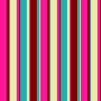 [ Thumbnail: Deep Pink, Maroon, Light Sea Green, and Pale Goldenrod Colored Stripes Pattern Shower Curtain ]