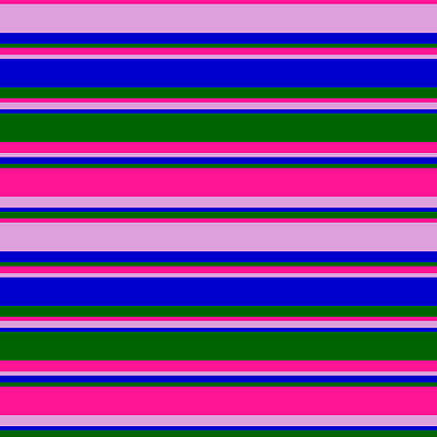 [ Thumbnail: Deep Pink, Plum, Blue, and Dark Green Colored Striped Pattern Shower Curtain ]