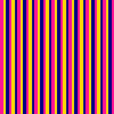 [ Thumbnail: Deep Pink, Yellow, and Blue Colored Lined/Striped Pattern Acrylic Print ]