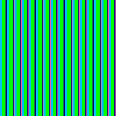 [ Thumbnail: Deep Sky Blue, Lime, Midnight Blue, and Hot Pink Colored Striped/Lined Pattern Framed Print ]