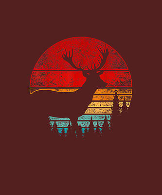 Wall Art - Drawing - Deer Antlers Wildlife Forest Animal Retro Trees Nature   by Alicia Cosper