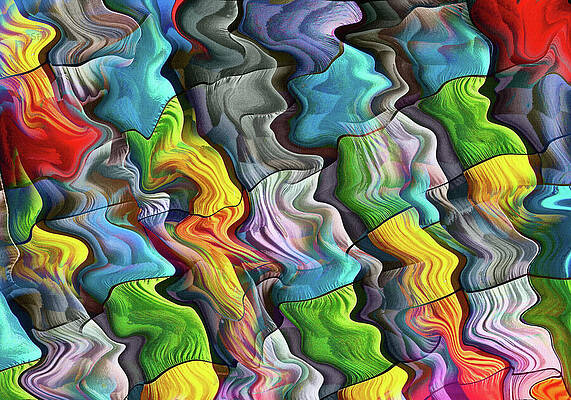 Wall Art - Mixed Media - Deflated-Colorful Abstract Patchwork  by Shelli Fitzpatrick