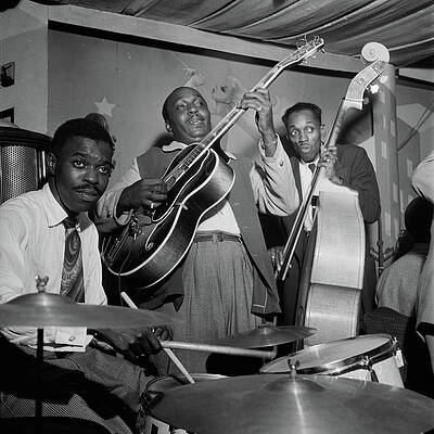 Wall Art - Photograph - Denzil Best, Al Casey, and John Levy, Pied Piper, New York 1946 by William Gottlieb