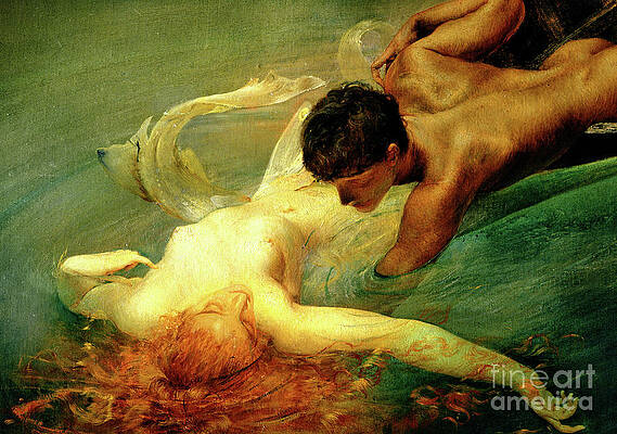 Wall Art - Painting - Detail of The Siren, Green Abyss, 1893 by Giulio Aristide Sartorio