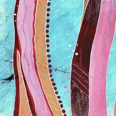 Wall Art - Painting - DIDGERIDOO Abstract In Aqua Blue Red Pink Mango by Lynnie Lang