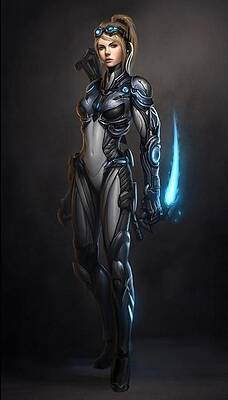  Digital Art - Digital Art Cyber Girl by Michael Jan Pitura