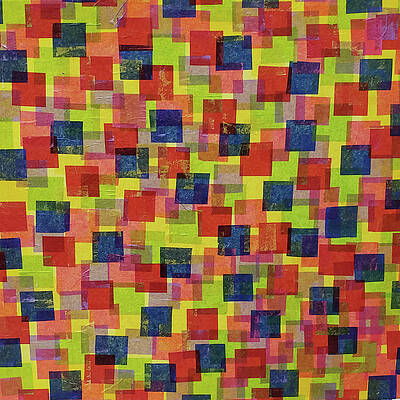 Wall Art - Mixed Media - DIMENSIONAL POP Abstract Squares in Primary Red Yellow Blue Green by Lynnie Lang