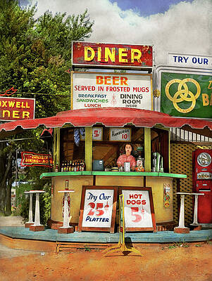 Diner - Try our 25 cent platter 1940 by Mike Savad Diner - Try our 25 cent platter 1940 by Mike Savad