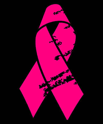 Wall Art - Digital Art - Distressed Pink Ribbon by Flippin Sweet Gear