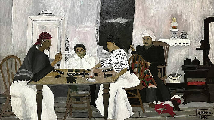 Wall Art - Painting - Domino Players 1943 by Horace Pippin
