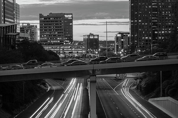 Downtown Morning Commute in Richmond VA Black and White by Doug Ash Downtown Morning Commute in Richmond VA Black and White by Doug Ash