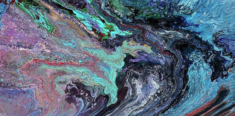  Painting - Dragon Hiding in Flowing Abstract by Suzy Lang