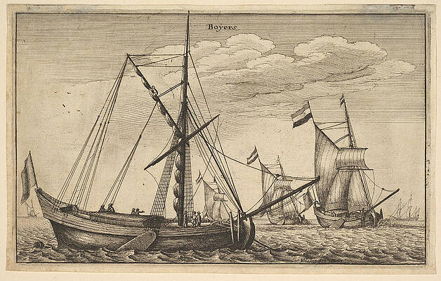 Dutch Cargo Ship Print by Wenceslaus Hollar