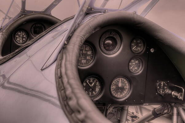 Wall Art - Photograph - EAA 2024 - Stearman Model 70 Cockpit Sepia - 1 by Dale Kauzlaric