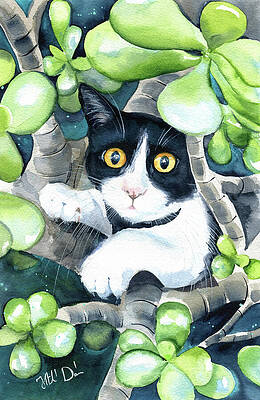 Wall Art - Painting - Eloise Tuxedo Cat Painting by Dora Hathazi Mendes