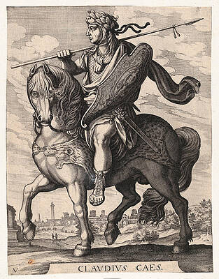 Emperor Claudius on horseback Print by Matthaeus Merian the Elder