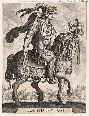 Emperor Domitian on horseback Print by Matthaeus Merian the Elder