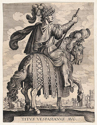 Emperor Titus on horseback Print by Matthaeus Merian the Elder