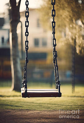 Wall Art - Digital Art - Empty Swing in Playground by Jeff Creation