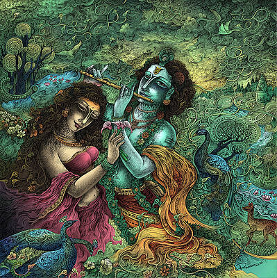 Divine love of Radha krishna Drawing by janaki priya | Saatchi Art-saigonsouth.com.vn